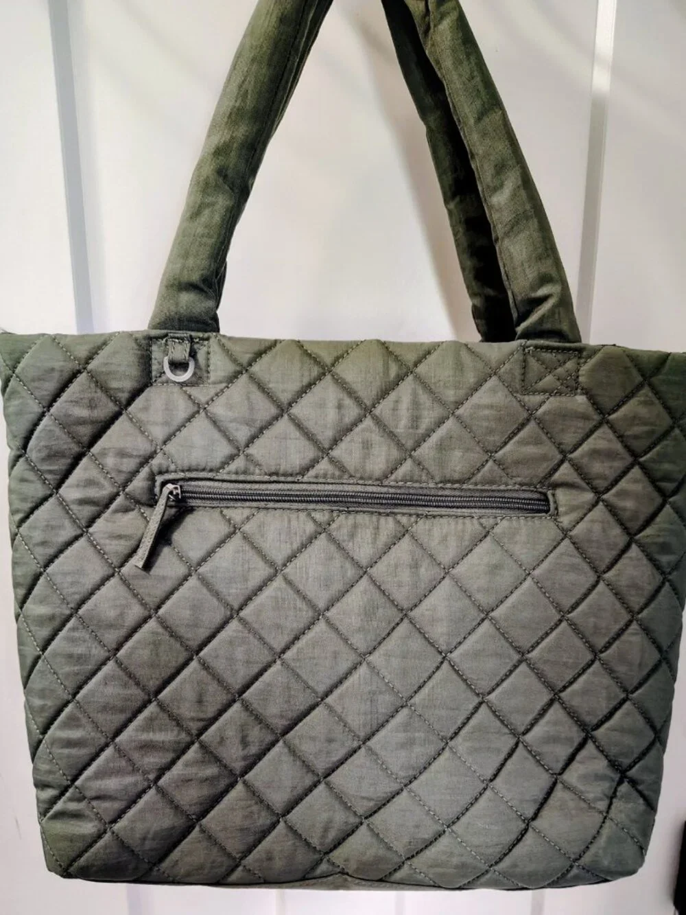 Madden Girl Quilted Tote Bag Sage Green, Removable Long Shoulder Strap